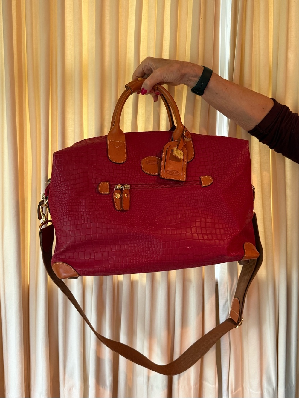 BRIC’S My Safari 18” Red Croc Carry-On Duffle Weekender Bag